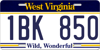 WV license plate 1BK850