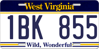 WV license plate 1BK855