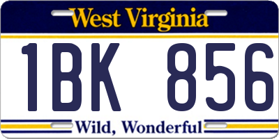 WV license plate 1BK856