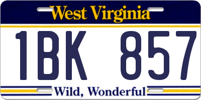 WV license plate 1BK857