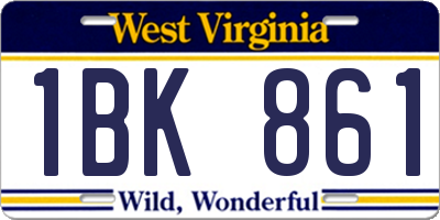 WV license plate 1BK861