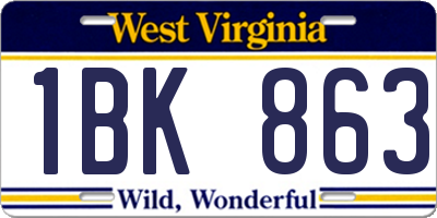 WV license plate 1BK863