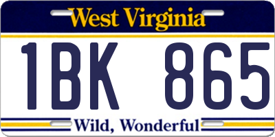 WV license plate 1BK865