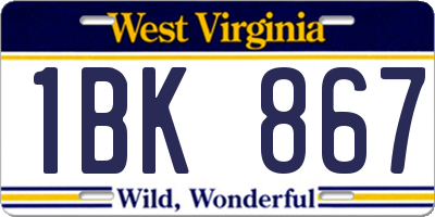 WV license plate 1BK867