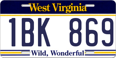 WV license plate 1BK869