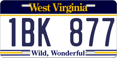 WV license plate 1BK877