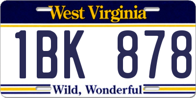 WV license plate 1BK878