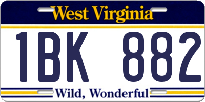 WV license plate 1BK882
