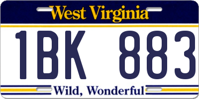 WV license plate 1BK883