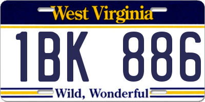 WV license plate 1BK886