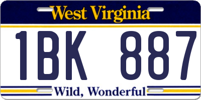 WV license plate 1BK887