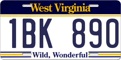 WV license plate 1BK890