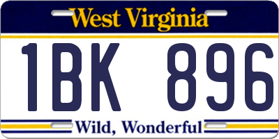 WV license plate 1BK896