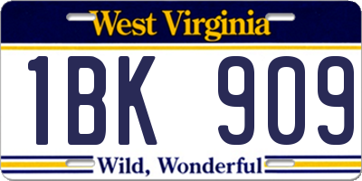 WV license plate 1BK909