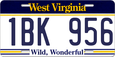 WV license plate 1BK956