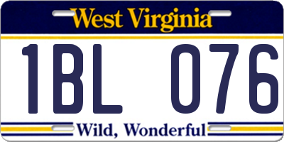 WV license plate 1BL076