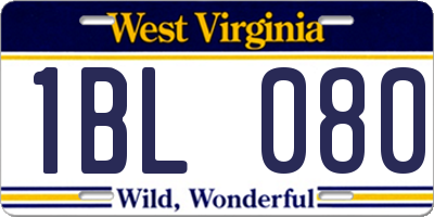 WV license plate 1BL080