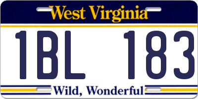 WV license plate 1BL183