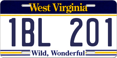 WV license plate 1BL201