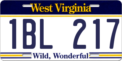 WV license plate 1BL217