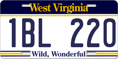 WV license plate 1BL220