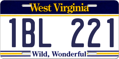 WV license plate 1BL221