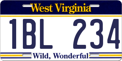 WV license plate 1BL234