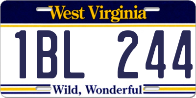 WV license plate 1BL244