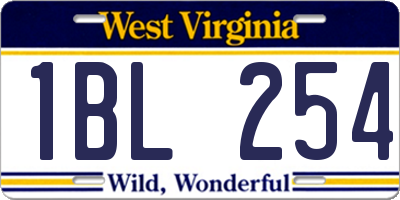 WV license plate 1BL254