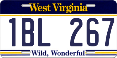 WV license plate 1BL267