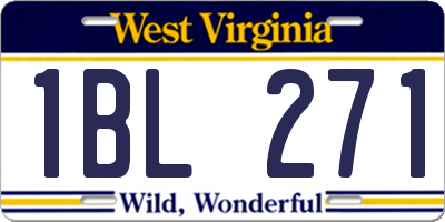 WV license plate 1BL271