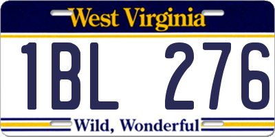WV license plate 1BL276