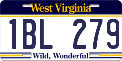WV license plate 1BL279