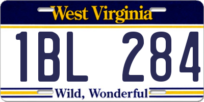 WV license plate 1BL284