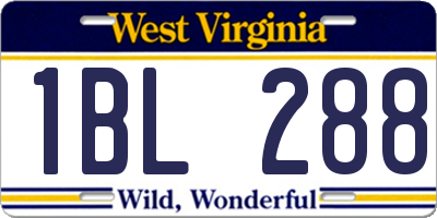WV license plate 1BL288
