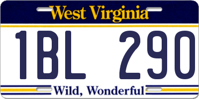 WV license plate 1BL290