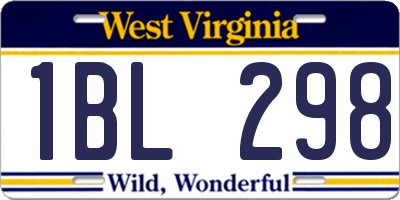 WV license plate 1BL298