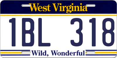 WV license plate 1BL318