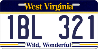 WV license plate 1BL321