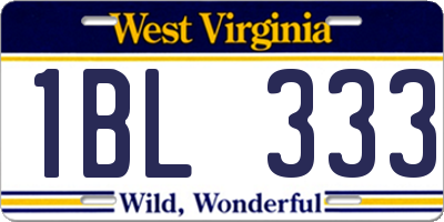 WV license plate 1BL333