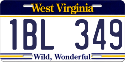 WV license plate 1BL349