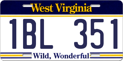 WV license plate 1BL351