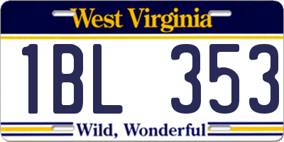 WV license plate 1BL353
