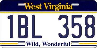 WV license plate 1BL358