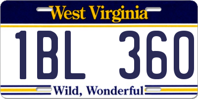 WV license plate 1BL360