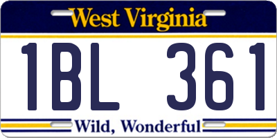 WV license plate 1BL361