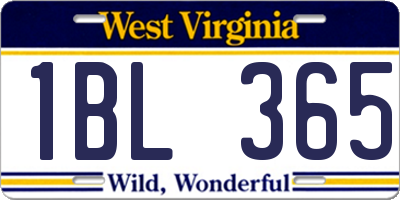 WV license plate 1BL365