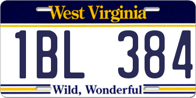 WV license plate 1BL384