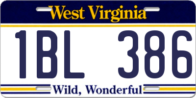 WV license plate 1BL386