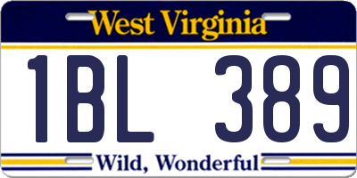 WV license plate 1BL389